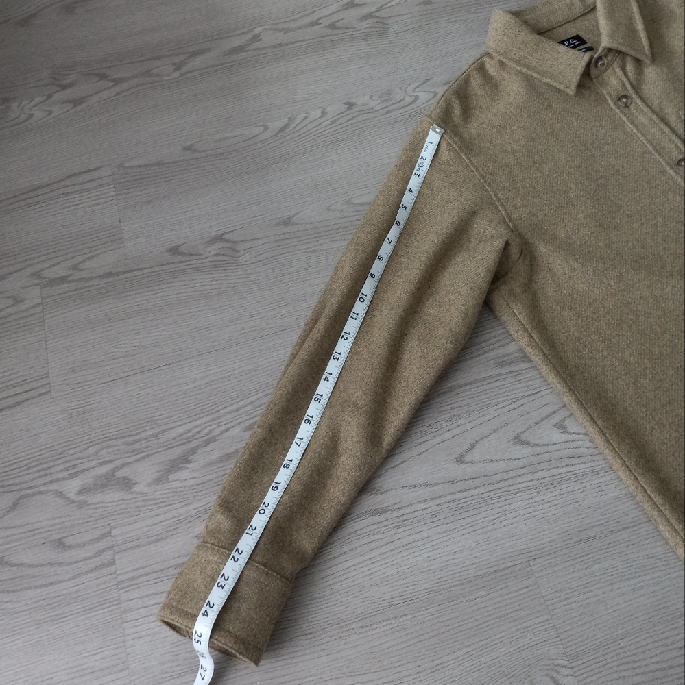 A.P.C. Men's Basile Wool Overshirt Shacket In Khaki Heather L - Picture 10 of 15
